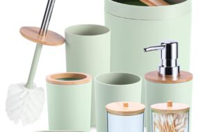 iMucci 8Pcs Pastel Green Bathroom Accessories Set -