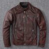 2023New Natural Calfskin Leather Jacket Men Genuine Leather Moto Jacket Autumn Short Classic Business Leisure Corium Coat