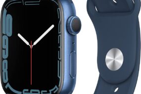 Apple Watch Series 7 [GPS 45mm] Smart Watch w/Blue Aluminum Case with Abyss Blue Sport Band. Fitness Tracker Blood Oxygen & ECG Apps Always-On Retina Display Water Resistant