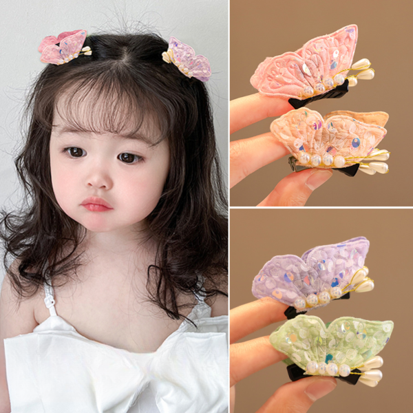2023 New Baby Girls Cute Butterfly Pearl Summer Hair Claws Hairpins Children Sweet Acrylic Claws Clips
