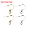 50pcs Stainless Steel Hypoallergenic Earring Hooks 17*20mm Gold Color Earring Clasp Wire Diy Jewelry Making Findings Accessories