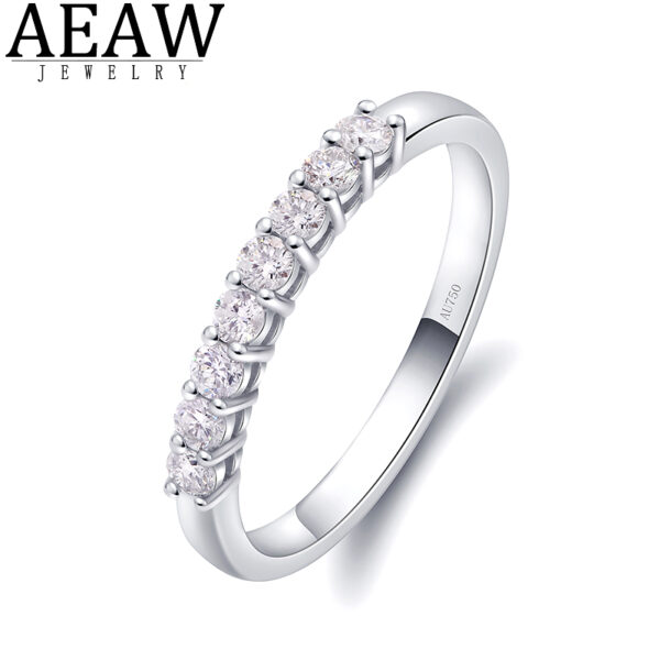 AEAW 14k White Gold 0 25ctw 2mm DF Round Cut Engagement Wedding Moissanite Lab Grown Diamond