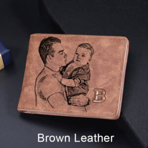 Custom Personality Short Double-Fold PU Leather Men Wallet Fashion Brown Engraving Text Custom Wallet For Men Fathers Day Gifts