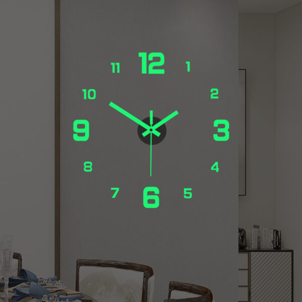 Wall Clock Simple Luminous Digital Clock European Style DIY Silent Wall Clock Study Living Room Punch