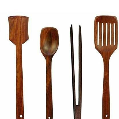 Pack of 4 - Pieces Wooden Spoon Set - Nonstick Kitchen Cooking Utensils Non Stick Wood Kitchen Tools