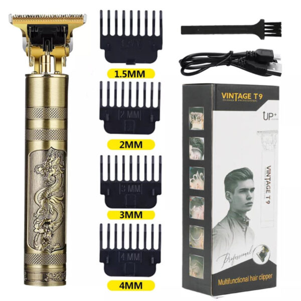 Hair Clippers for Men Professional Zero-Gap Hair Trimmers for Barber, T Outline Edgers for Hair Beard Cutting, T-Blade, Cordless Rechargeable, Vintage T9 Trimmer (Gold)