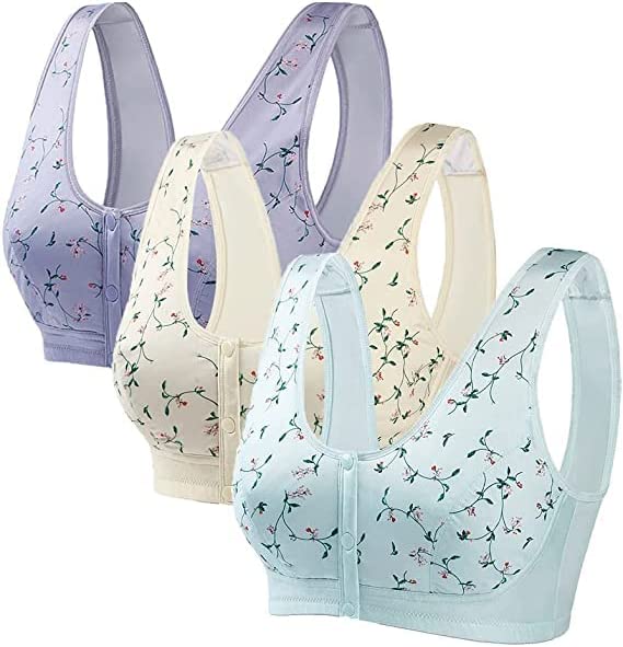 Ultimate Comfort Non-Padded Button Bra (PACK OF 3) For Girls Floral Printed Cotton Bra for Girls