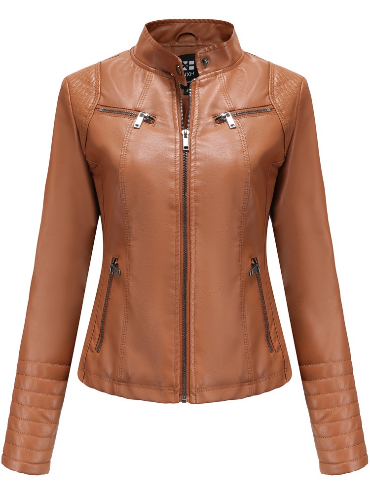 Women Faux Leather Jacket Autumn Winter Long Sleeve Plus Size Fashion Ladies Solid Zipper Biker Coat Female Casual Outwear 3XL