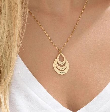 Engraved Family Necklace Drop Shaped 4 14