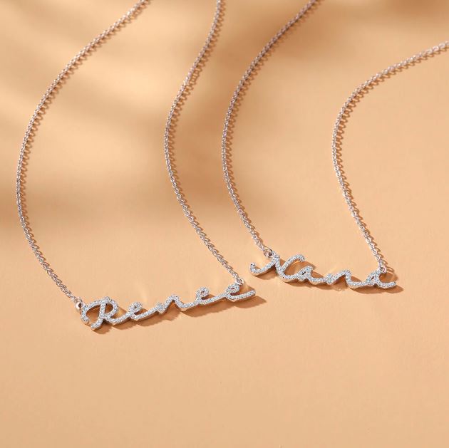 Zircon Infused Signature Name Necklace 1 Zircon Infused Signature Name Necklace