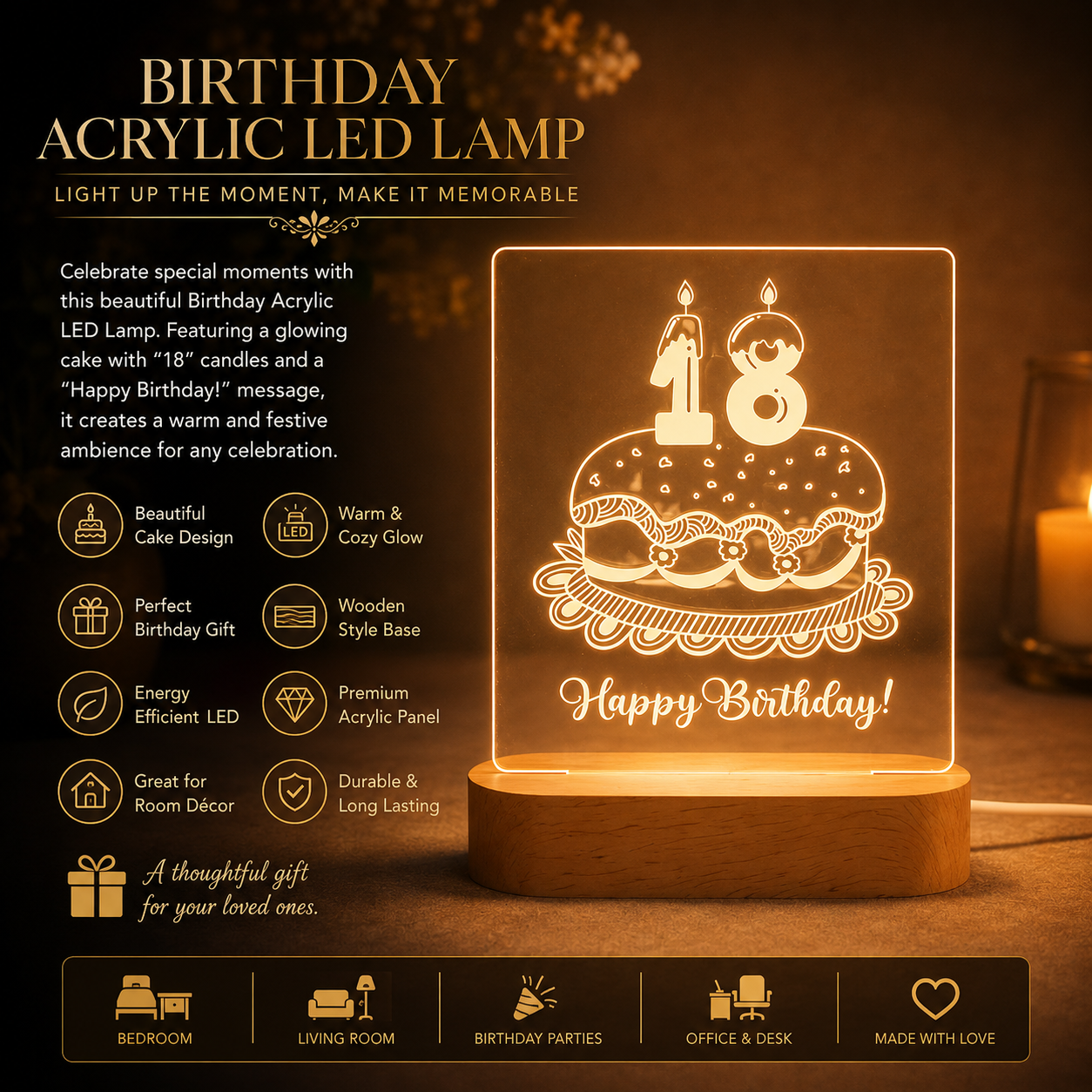 Birthday Acrylic LED Lamp