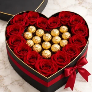 Golden Chocolate Heart Box